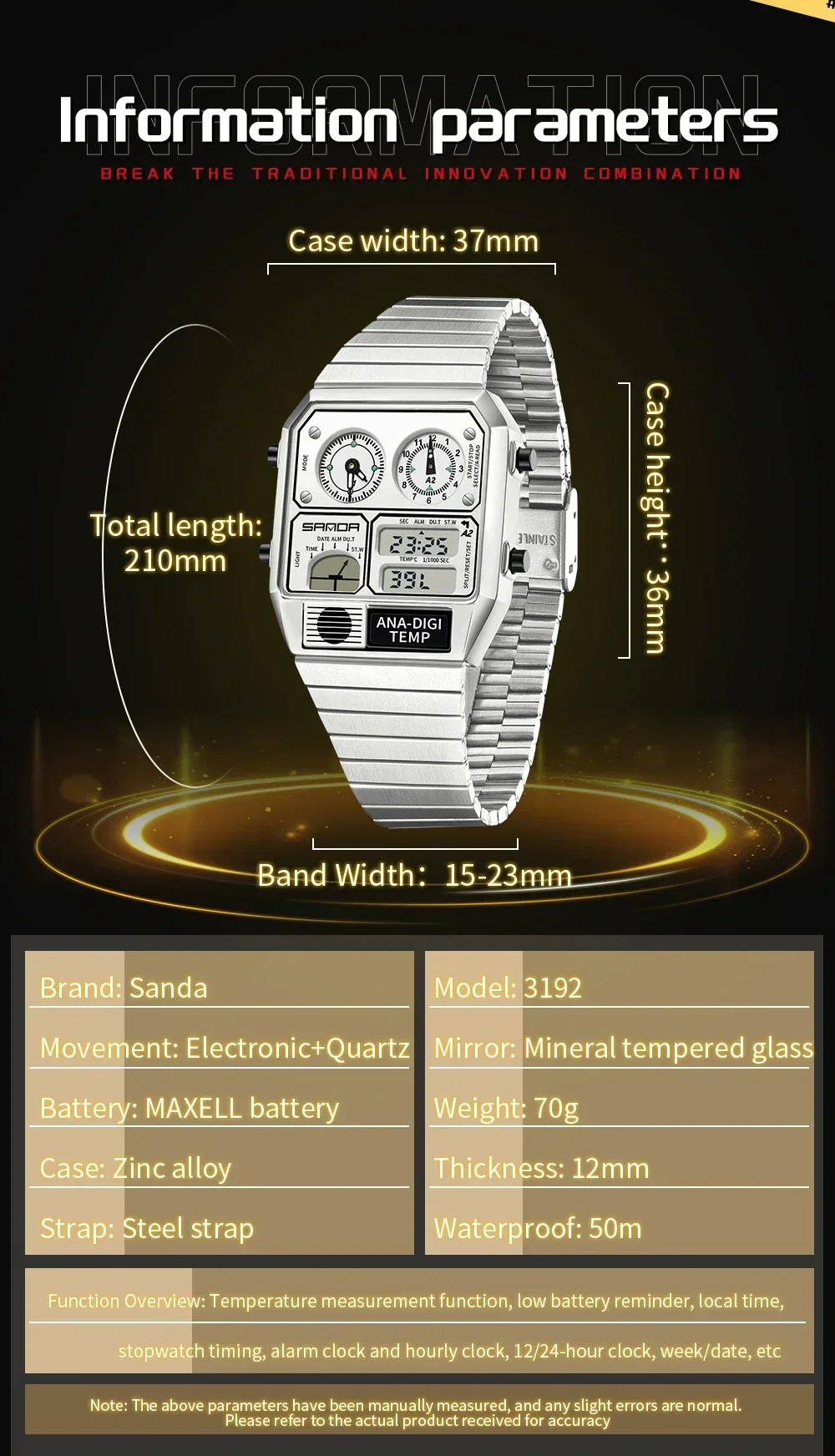 SANDA 3192 Orologio Unisex all - Vintage Digital Watch recensione e prezzo
